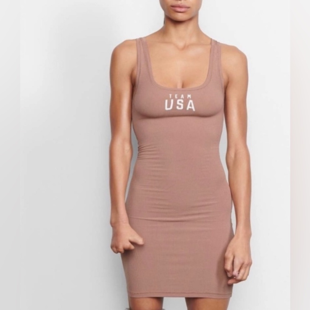 SKIMS Size Large Team USA Sienna Tan Olympic Tank Mini Dress NWT